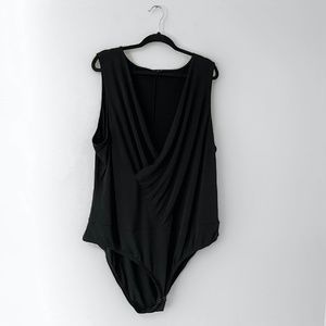 Torrid Black Draped V Neck Wrap Sleeveless Bodysuit Size 5X